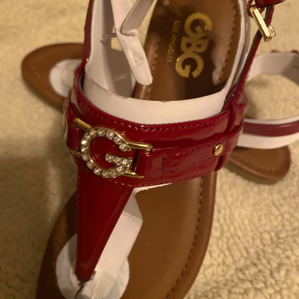 G by guess thong sandals 5 m color dark red